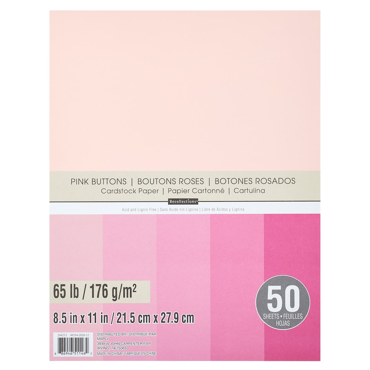 Pink Buttons 8.5&#x22; x 11&#x22; Cardstock Paper by Recollections&#xAE;, 50 Sheets